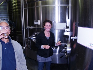 Tasting the freshly pressed grape juice and bourru direct from the fermentation tank