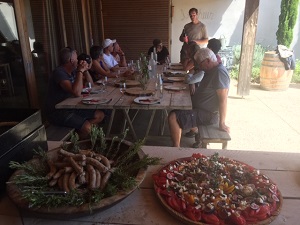harvesters' lunch at domaine Allegria in Languedoc, France